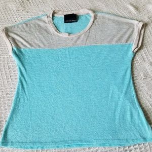 Harlowe & Graham Sheer Teal/Cream Top